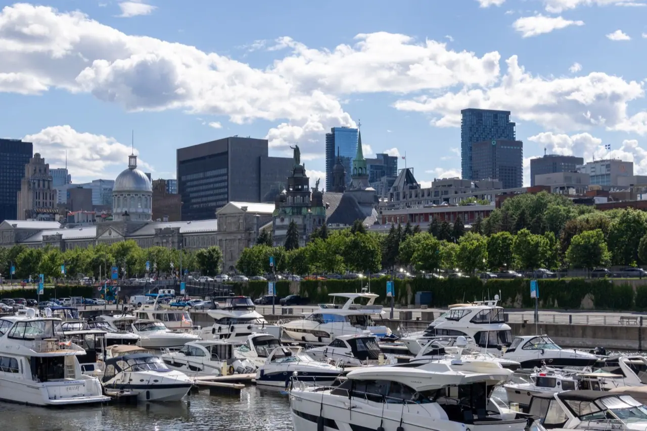 Boats in the marina at the Old Port of Montreal
