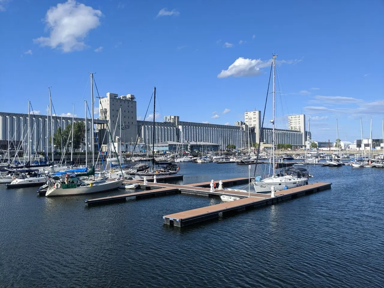 Sailboats in a marina in Québec City