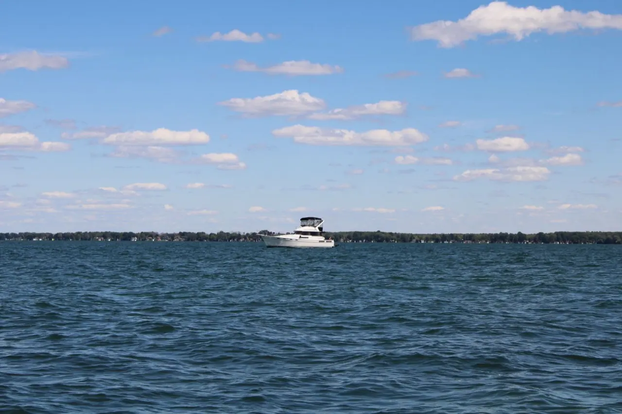 A motorboat running on Lake Simcoe